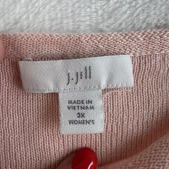 J Jill Plus 3X Knit Sweater Top Linen Blend Round Neck 3/4 Sleeve Lightweight - Picture 5 of 14